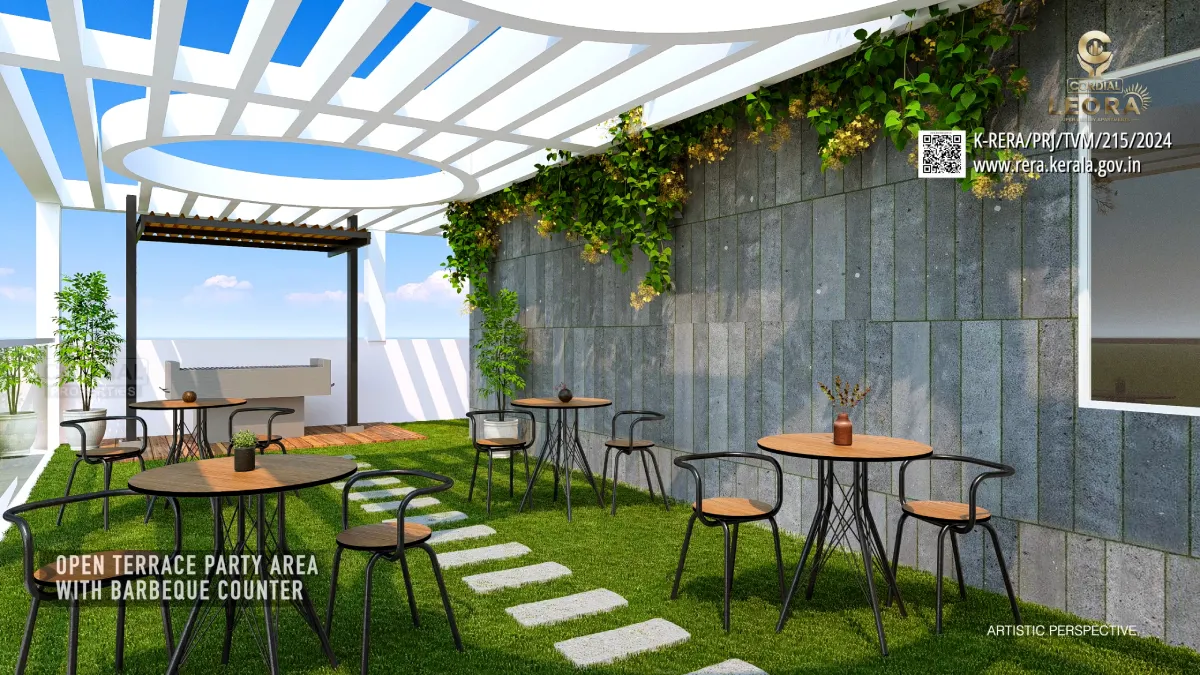 Rooftop Party Area with Barbeque Counter, Sky Lounge — Cordial Leora