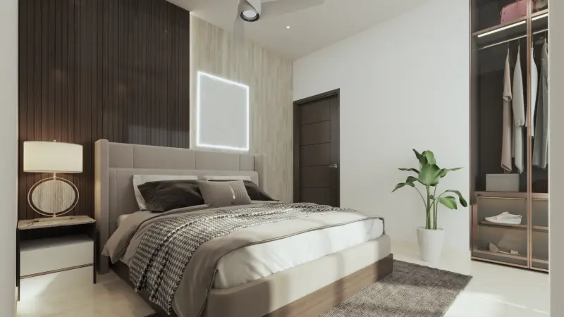 Bedroom in a Cordial Leora luxury apartment, Trivandrum